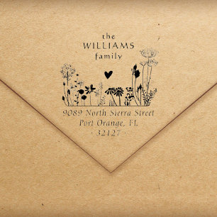 Rustieke Wildbloemen Elegant familie retour adres Rubberstempel