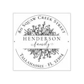 Rustieke Wildbloemen  familie retour adres Rubberstempel (Afrduk)