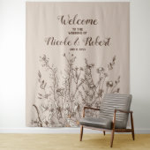 Rustieke Wildbloemen Herfst Bloemen Bruiloft Achte Wandkleed (In situ)