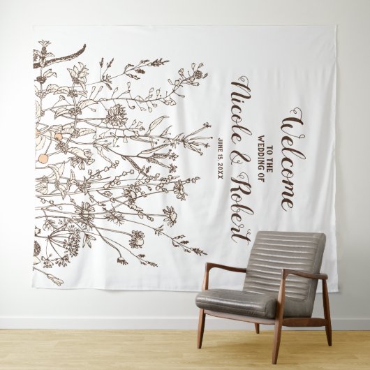 Rustieke Wildbloemen Herfst Bloemen Bruiloft Achte Wandkleed (In Situ (horizontaal))