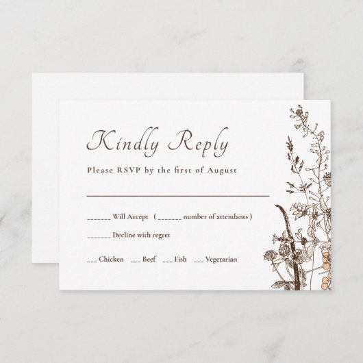 Rustieke Wildbloemen Herfst Bloemen Bruiloft RSVP (Voorkant / Achterkant)