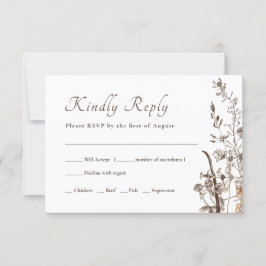 Rustieke Wildbloemen Herfst Bloemen Bruiloft RSVP Kaartje