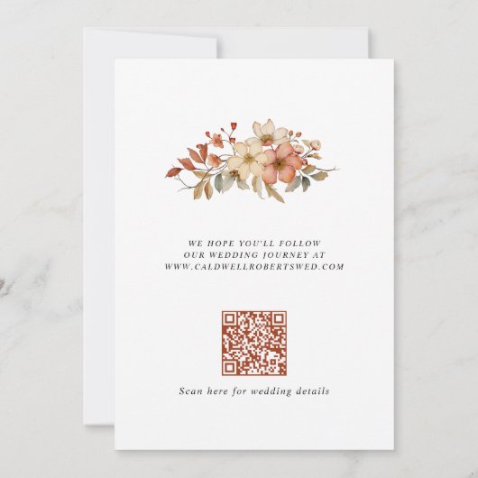 Rustieke Wildbloemen herfst bruiloft Save The Date (Achterkant)