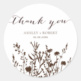 Rustieke Wildbloemen Herfst Meadow Bruiloft Favor Ronde Sticker