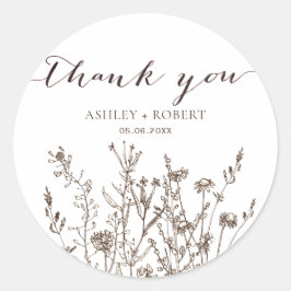 Rustieke Wildbloemen Herfst Meadow Bruiloft Favor Ronde Sticker