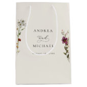 Rustieke Wildbloemen Ivoor Cream Romantische Bruil Medium Cadeauzakje (Voorkant)