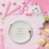 Rustieke Wildbloemen Ivoor Cream Romantische Bruil Papieren Bordje (Feest)