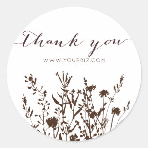 Rustieke Wildbloemen Kruid Aarde Bloemen Dank u Ronde Sticker