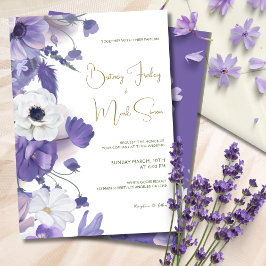 Rustieke Wildbloemen Mauve Paarse bruiloft Kaart