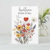 Rustieke Wildbloemen Moederdag Brunch Kaart (Staand voorkant)