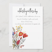 Rustieke Wildbloemen Moederdag Brunch Kaart (Achterkant)