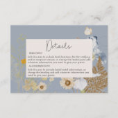 Rustieke Wildbloemen Monogram Stoffig Blauw Detail Informatiekaartje (Voorkant)