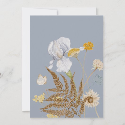 Rustieke Wildbloemen Monogram Stoffig Blauw Kaart (Achterkant)