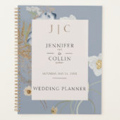 Rustieke Wildbloemen Monogram Stoffig Blauw Planner (Voorkant)