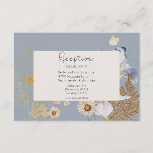 Rustieke Wildbloemen Monogram Stoffig Blauw Recept Informatiekaartje (Voorkant)