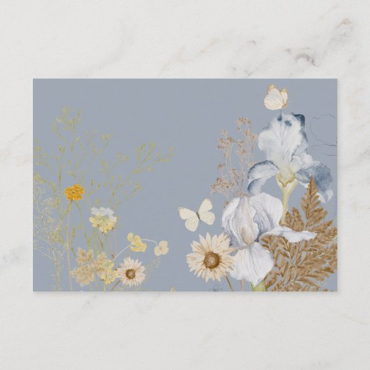 Rustieke Wildbloemen Monogram Stoffig Blauw Recept Informatiekaartje (Achterkant)