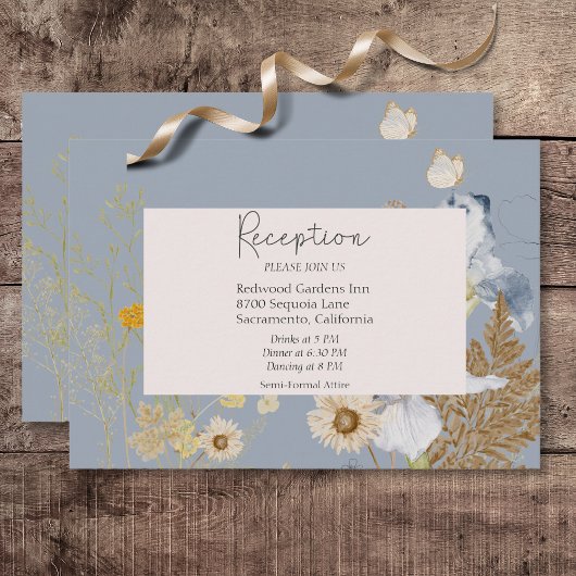 Rustieke Wildbloemen Monogram Stoffig Blauw Recept Informatiekaartje