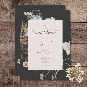 Rustieke Wildbloemen op Charcoal Bridal Brunch Kaart