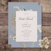 Rustieke Wildbloemen op Dusty Blue Bridal Brunch Kaart