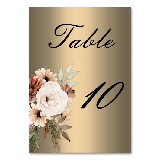 Rustieke Wildbloemen op Elegant Gouden Bruiloft Kaart (Voorkant)