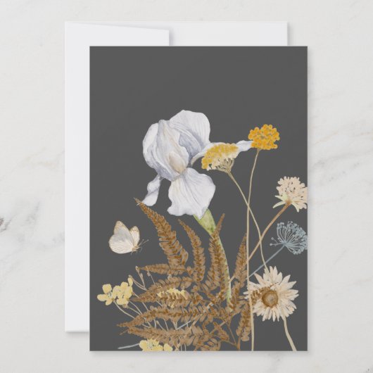 Rustieke Wildbloemen op Houtskool Bruiloft Kaart (Achterkant)