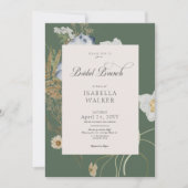 Rustieke Wildbloemen op Sage Green Bridal Brunch Kaart (Voorkant)