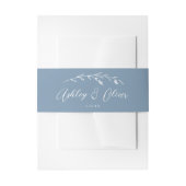Rustieke Wildbloemen Script Dusty Blue Wedding Uitnodigingen Wikkel (Voorkant Voorbeeld)