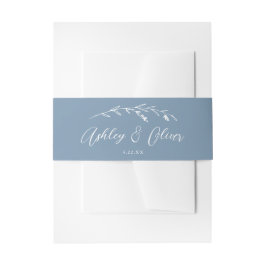Rustieke Wildbloemen Script Dusty Blue Wedding Uitnodigingen Wikkel