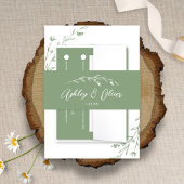 Rustieke Wildbloemen Script Sage Groene Bruiloft Uitnodigingen Wikkel