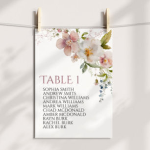 Rustieke Wildbloemen tafel nummer 1 Zitkaart Kaart