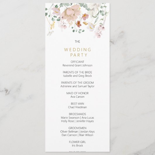 Rustieke Wildbloemen Trouwprogramma's Programmakaart (Achterkant)