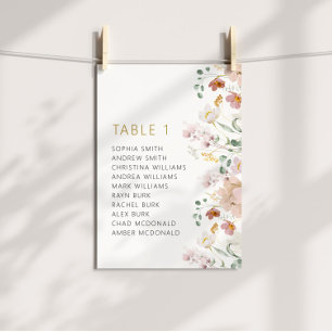 Rustieke Wildbloemen Trouwtafel Nummers 1 Kaart