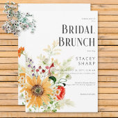 Rustieke Wildbloemen & Zonnebloemen Bruidsbrunch Kaart