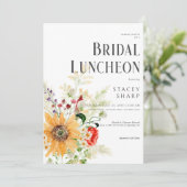 Rustieke Wildbloemen & Zonnebloemen Bruidsmiddagma Kaart (Staand voorkant)