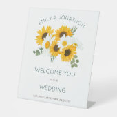 Rustieke Wildbloemen Zonnebloemen Welkom op bruilo Reclamebord Met Voetstuk (Voorkant)