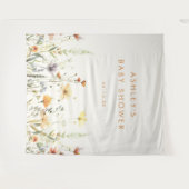 Rustieke Wilde Bloem Baby Shower Achtergrond Wandkleed (Voorkant (horizontaal))