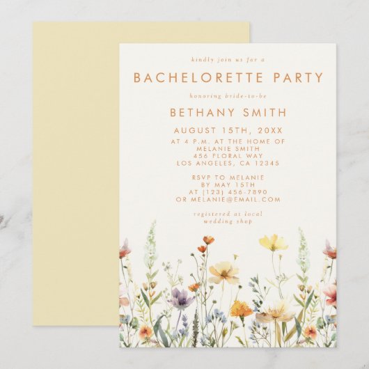 Rustieke Wilde Bloem Bachelorette Feest Kaart (Voorkant / Achterkant)