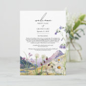 Rustieke Wilde Bloem Berg Itinerarium Trouwdag  Programmakaart (Staand voorkant)