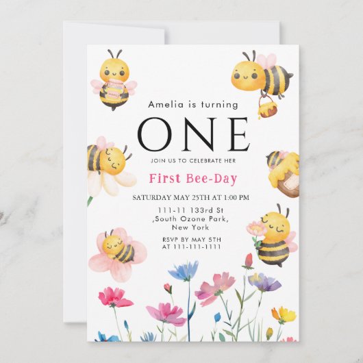 Rustieke Wilde Bloem Boho Eerste Bij-dag Kaart (Voorkant)