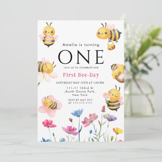 Rustieke Wilde Bloem Boho Eerste Bij-dag Kaart (Staand voorkant)