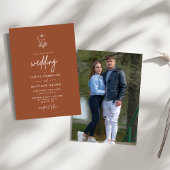Rustieke Wilde Bloem Boho Terracotta Foto Bruiloft Kaart