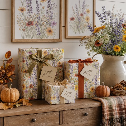Rustieke Wilde Bloem Botanische Herfst Bloemstuk Cadeaupapier