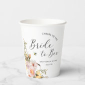 Rustieke Wilde Bloem Bruid-tot-Bij Bruidsfeest Papieren Bekers (Achterkant)