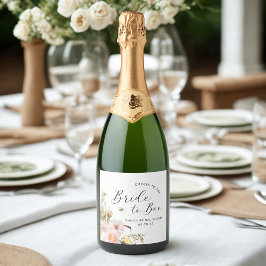 Rustieke Wilde Bloem Bruid-tot-Bij Bruidsfeest Sparkling Wijnetiket
