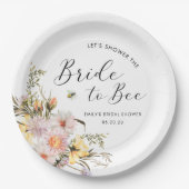 Rustieke Wilde Bloem Bruid-tot-Bij Bruidsfeestje Papieren Bordje (Voorkant)