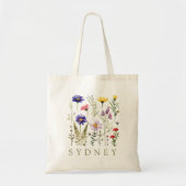 Rustieke Wilde Bloem Bruidsmeisje Naam  Tote Bag (Voorkant)
