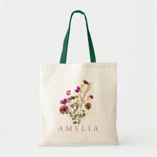 Rustieke Wilde Bloem Bruidsmeisje Naam Tote Bag (Voorkant)