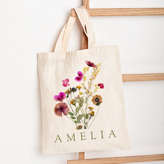 Rustieke Wilde Bloem Bruidsmeisje Naam Tote Bag