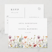 Rustieke Wilde Bloem Bruiloft RSVP Briefkaart (Voorkant / Achterkant)