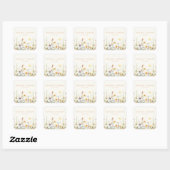 Rustieke Wilde Bloem Bruiloft Vierkante Sticker (Vel)